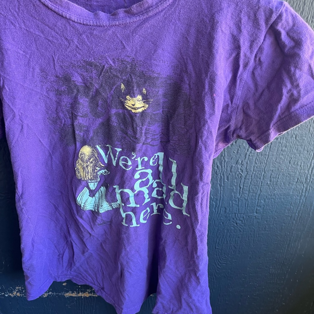 Vibrant Purple Short Sleeve Tee with Graphic Design